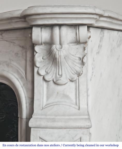 Louis XV style fireplace in Carrara marble decorated with a palmette-8
