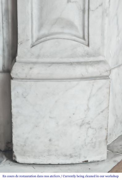 Louis XV style fireplace in Carrara marble decorated with a palmette-9