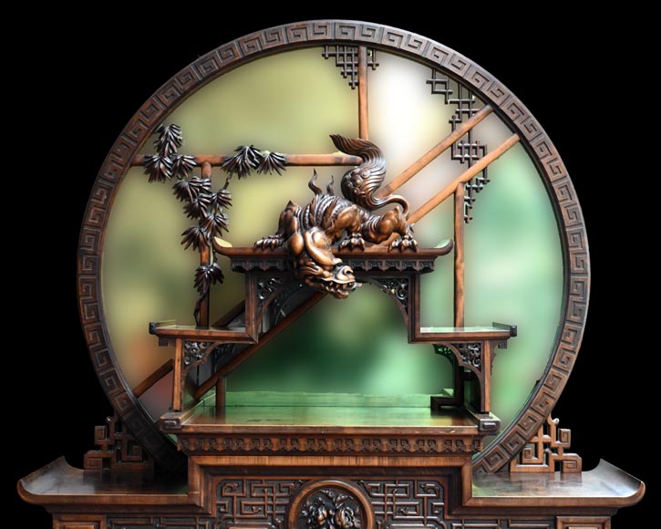 Gabriel VIARDOT (1830-1901) – Japanese-style fireplace in stained