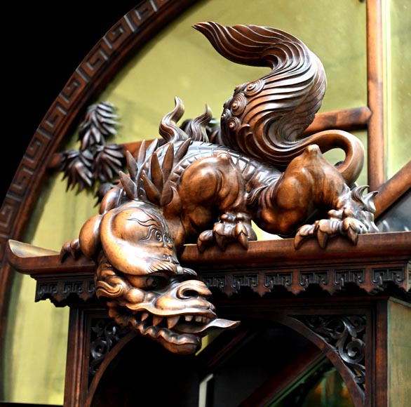 Gabriel VIARDOT (1830-1901) – Japanese-style fireplace in stained