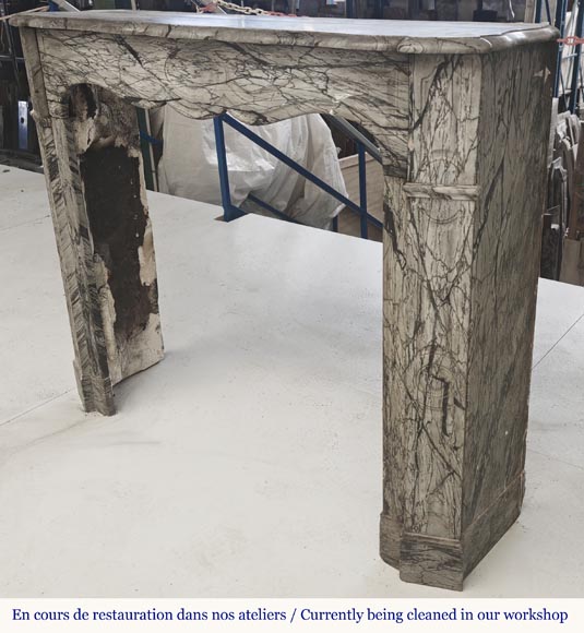 Louis XV style fireplace, Pompadour model, in blue flowered marble-5