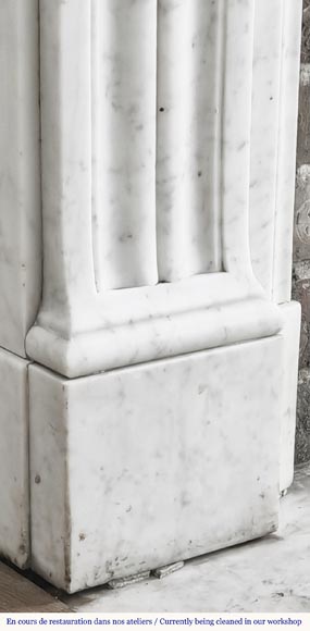 Louis XVI style fireplace in Carrara marble decorated with pearls-6
