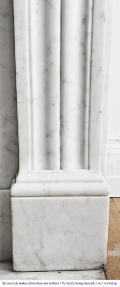 Louis XVI style fireplace in Carrara marble decorated with pearls-9