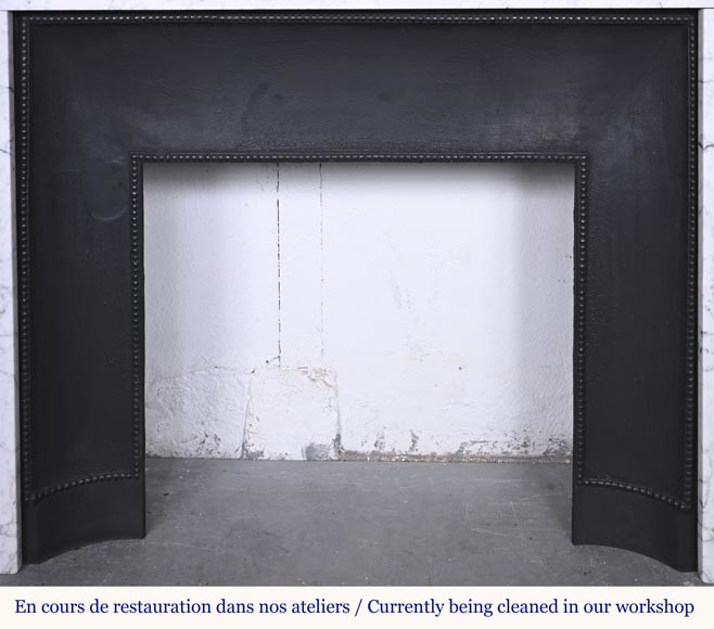Two-tone Art Deco style fireplace in Carrara marble and dark Turquin Two-tone Art Deco style fireplace in Carrara marble and dark Turquin-9