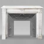  Louis XVI style fireplace with pearl decoration, in Carrara marble