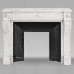  Louis XVI style fireplace in Carrara marble, decorated with sunflowers