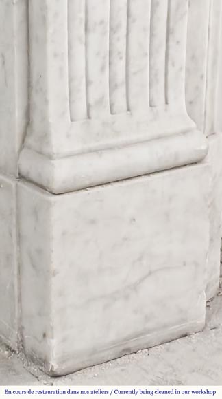  Louis XVI style fireplace in Carrara marble, decorated with sunflowers-4