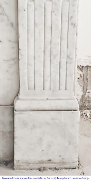  Louis XVI style fireplace in Carrara marble, decorated with sunflowers-7