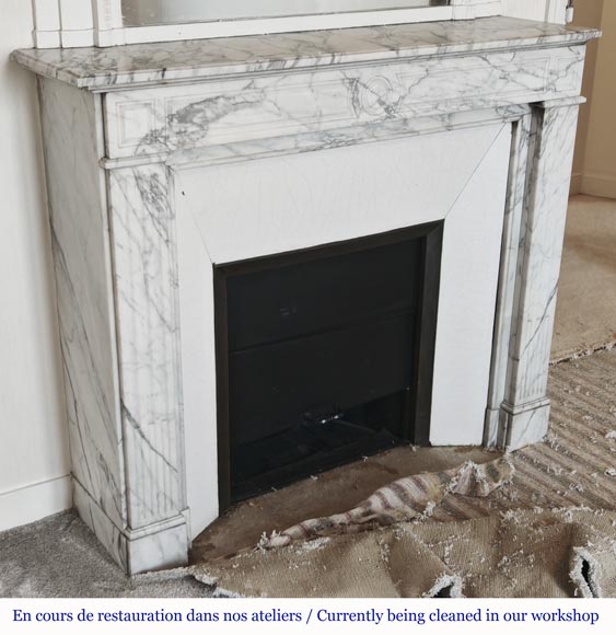 Louis XVI style fireplace in Arabescato marble Louis XVI style fireplace in Arabescato marble-2