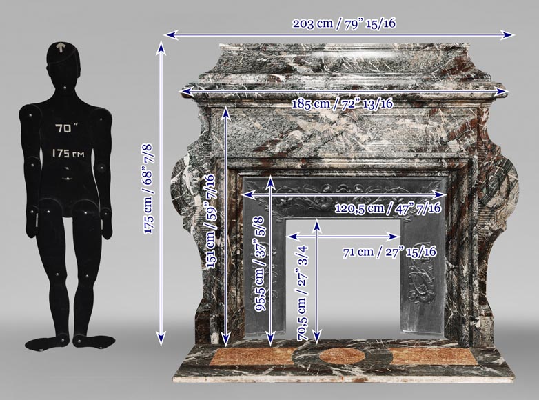  Important Napoleon III style fireplace in Campan marble-14