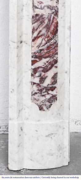 Provençal-style fireplace in veined Carrara marble and colored marble-9