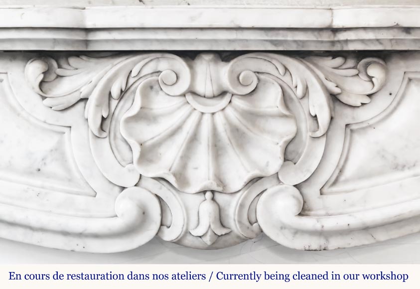 Louis XV style fireplace in Carrara marble Louis XV style fireplace in Carrara marble-1
