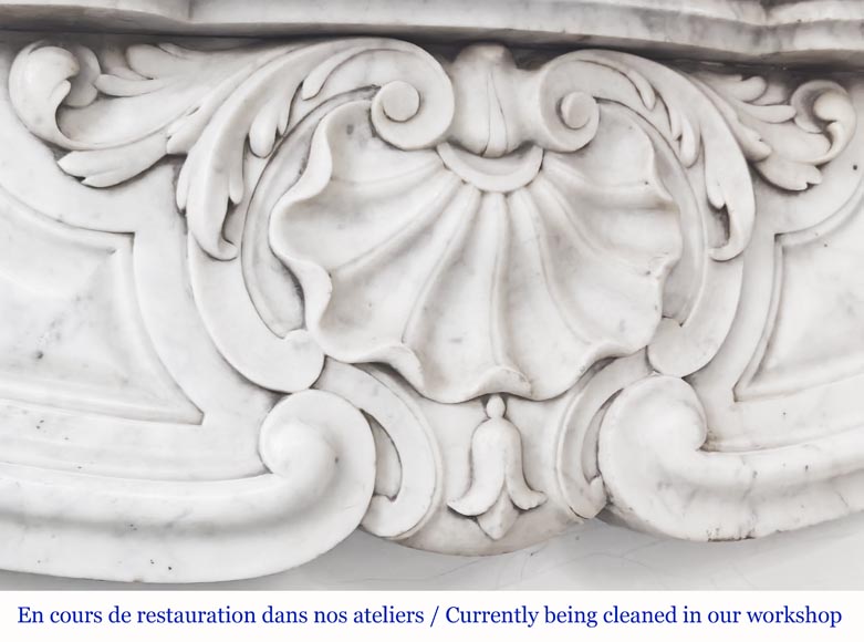 Louis XV style fireplace in Carrara marble Louis XV style fireplace in Carrara marble-2