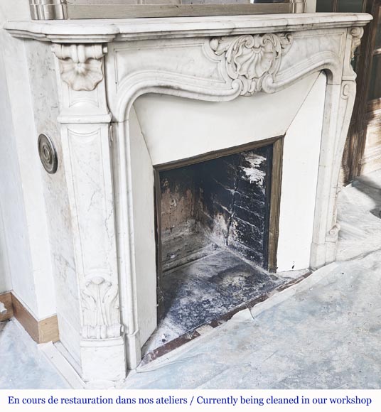 Louis XV style fireplace in Carrara marble Louis XV style fireplace in Carrara marble-4