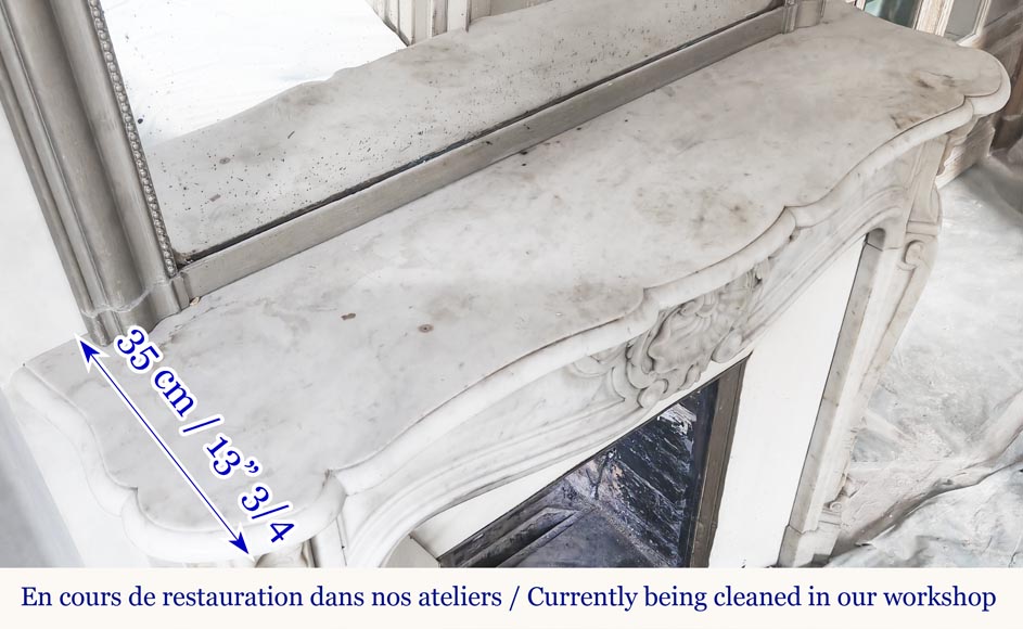 Louis XV style fireplace in Carrara marble Louis XV style fireplace in Carrara marble-10