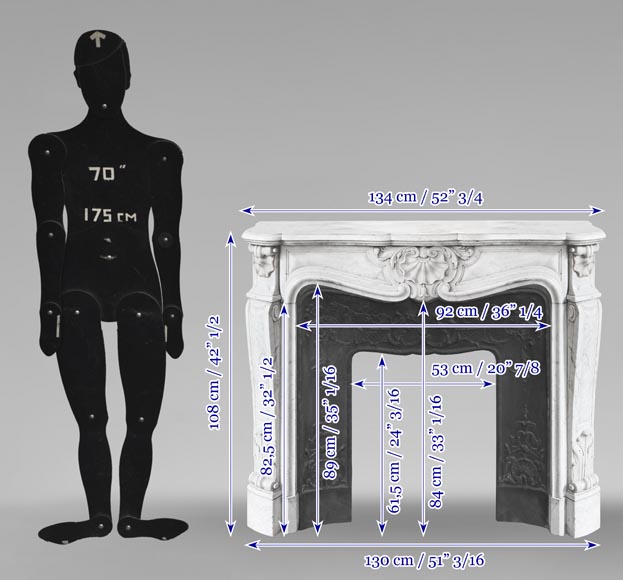 Louis XV style fireplace in Carrara marble Louis XV style fireplace in Carrara marble-11