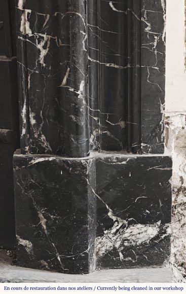 Louis XIV style fireplace with acroterion, in Marquina marble Louis XIV style fireplace with acroterion, in Marquina marble-7