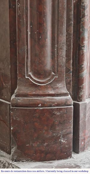 Louis XV style Pompadour model curved fireplace, in griotte marble Louis XV style Pompadour model curved fireplace, in griotte marble-5