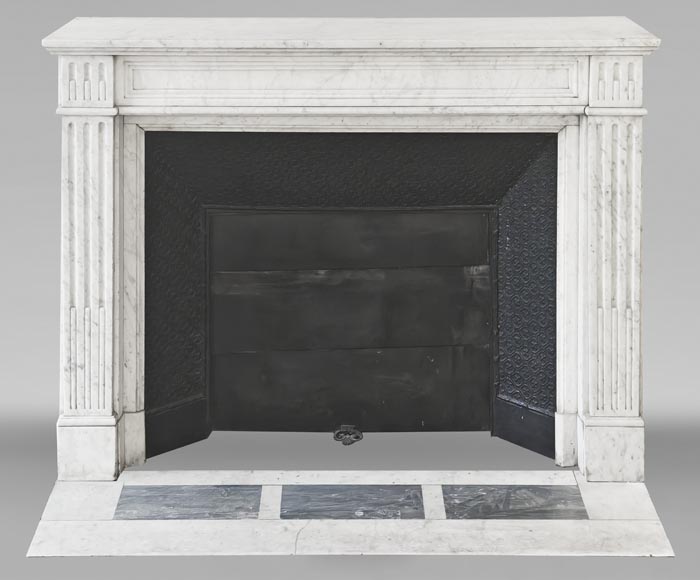 Louis XVI style fluted fireplace, in Carrara marble-0