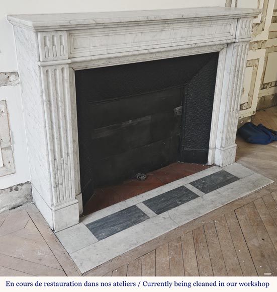 Louis XVI style fluted fireplace, in Carrara marble-2