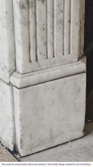 Louis XVI style fluted fireplace, in Carrara marble-4