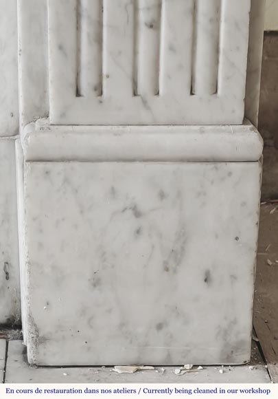 Louis XVI style fluted fireplace, in Carrara marble-7