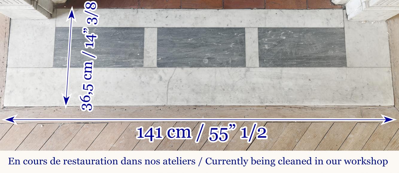 Louis XVI style fluted fireplace, in Carrara marble-8