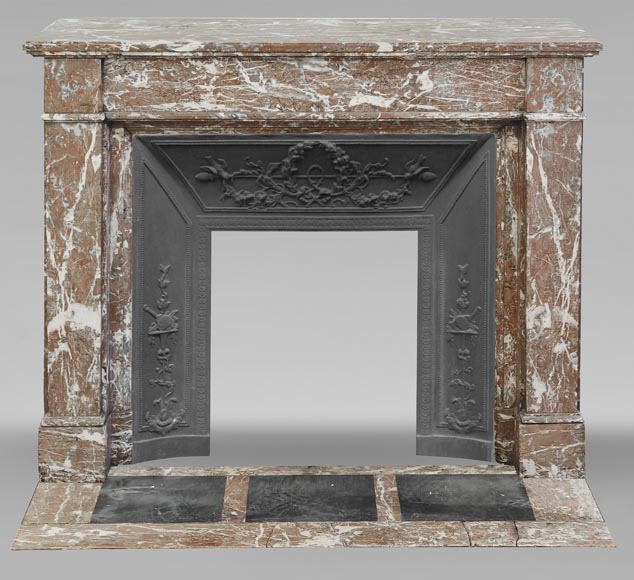 Louis XVI style fireplace in Northern Red marble Louis XVI style fireplace in Northern Red marble-0