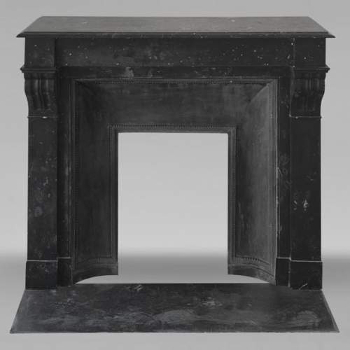 Napoleon III style fireplace, modillion model, in speckled black marble