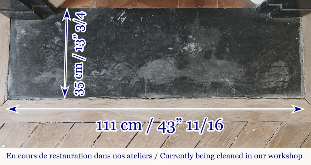 Napoleon III style fireplace, modillion model, in speckled black marble Napoleon III style fireplace, modillion model, in speckled black marble-8