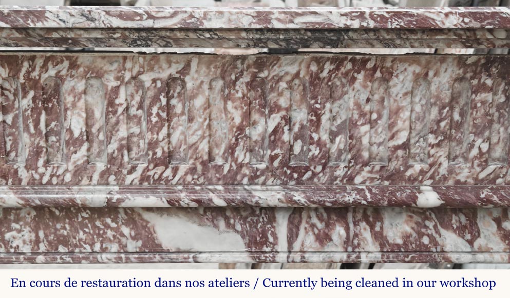 Louis XVI style fireplace decorated with fluting in pink marble-1