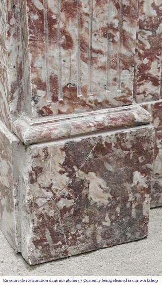 Louis XVI style fireplace decorated with fluting in pink marble-4