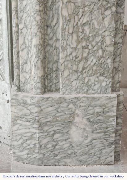 Napoleon III style fireplace with floral decoration, in green Estours marble-9