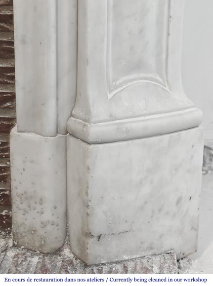 Louis XV style fireplace in Carrara marble, decorated with three shells-8