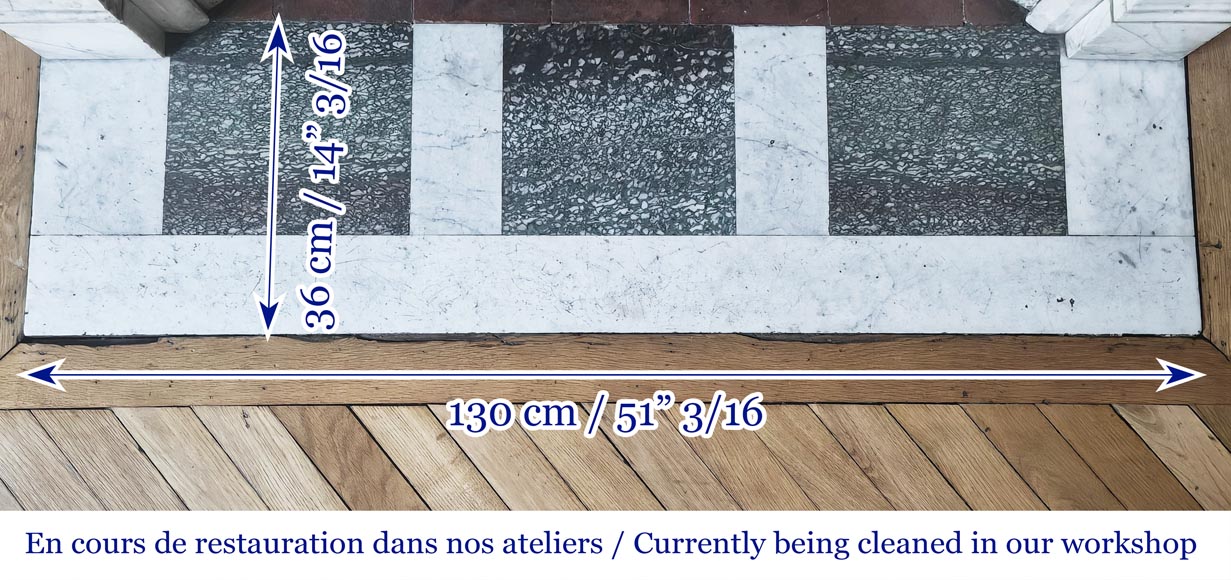 Louis XVI style fireplace in semi-statuary marble, decorated with a sunflower-8