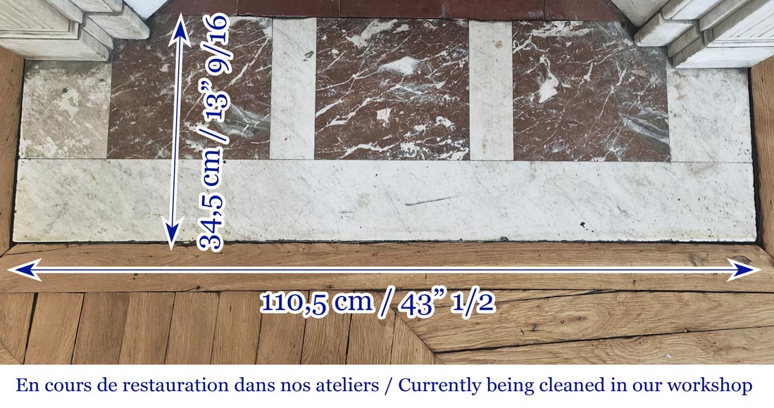 Louis XVI style fireplace adorned with a sunflower, in Carrara marble-8