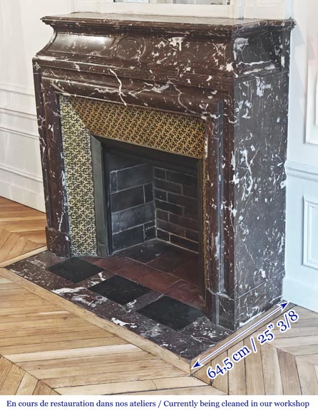 Louis XIV style fireplace with acroterion, in Northern Red marble-5