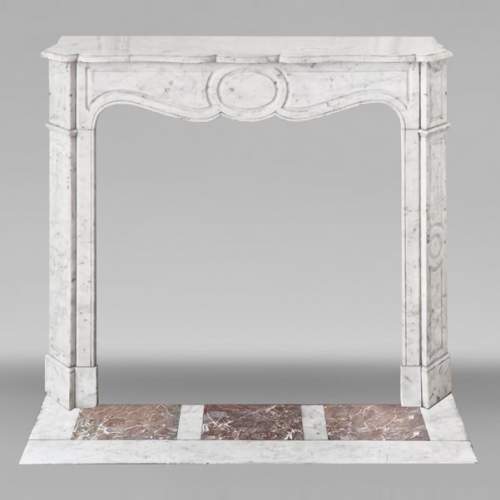Louis XV style Pompadour model fireplace in Carrara marble