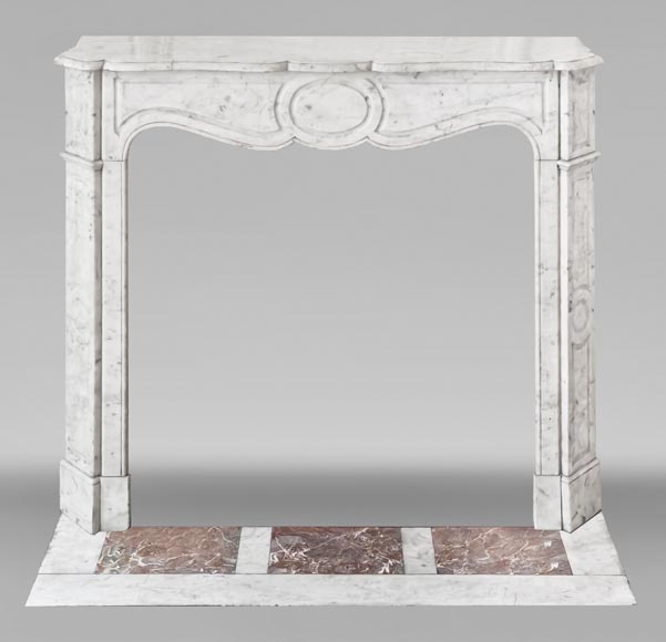 Louis XV style Pompadour model fireplace in Carrara marble Louis XV style Pompadour model fireplace in Carrara marble-0