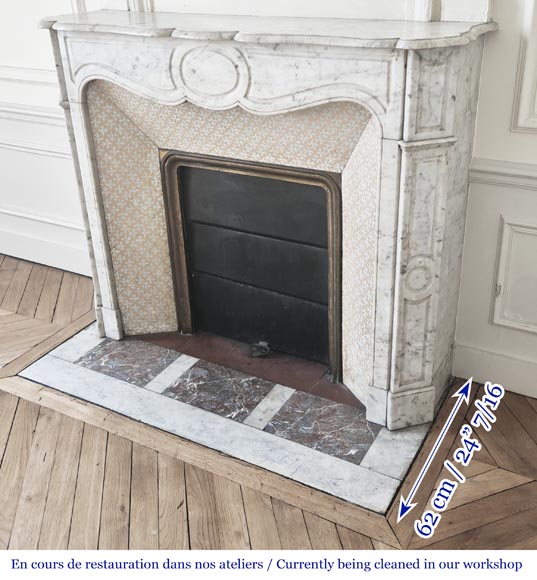Louis XV style Pompadour model fireplace in Carrara marble Louis XV style Pompadour model fireplace in Carrara marble-5