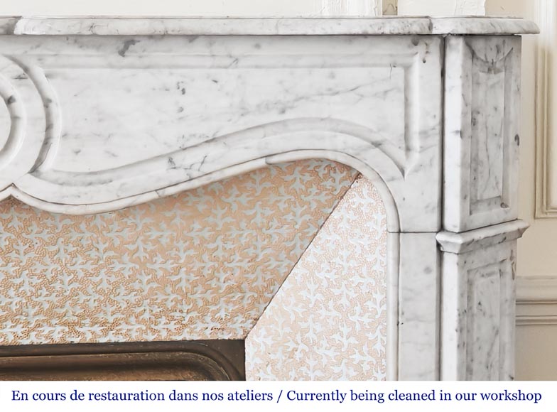 Louis XV style Pompadour model fireplace in Carrara marble Louis XV style Pompadour model fireplace in Carrara marble-6