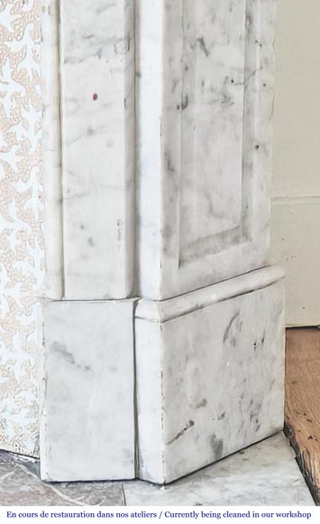 Louis XV style Pompadour model fireplace in Carrara marble Louis XV style Pompadour model fireplace in Carrara marble-7