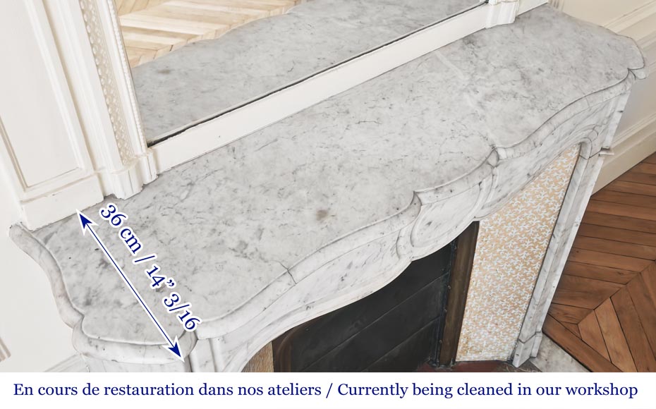 Louis XV style Pompadour model fireplace in Carrara marble Louis XV style Pompadour model fireplace in Carrara marble-9