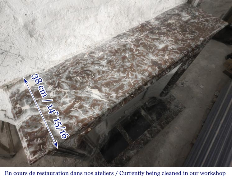 Louis XIV style fireplace with molding, in Royal Red marble-10