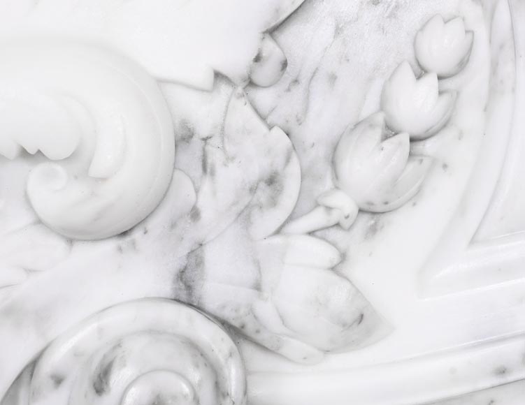 Louis XV style fireplace in Arabescato marble, decorated with an asymmetrical palmette-3