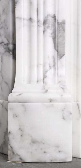 Louis XV style fireplace in Arabescato marble, decorated with an asymmetrical palmette-8
