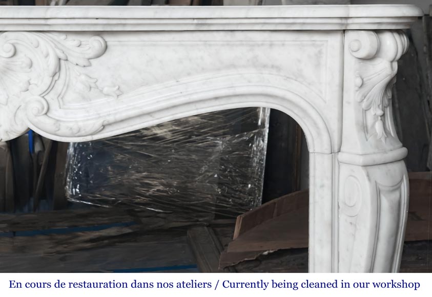 Louis XV style shell-shaped fireplace, in Carrara marble-8