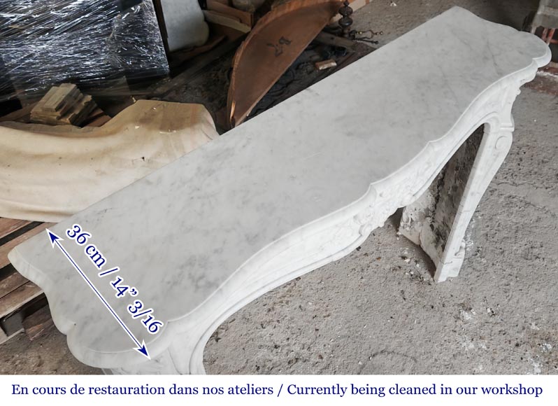 Louis XV style shell-shaped fireplace, in Carrara marble-10