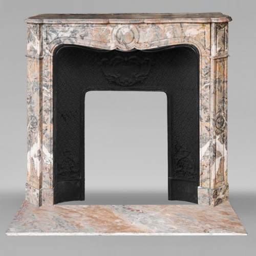 Louis XV style Pompadour model fireplace in Enjugerais marble