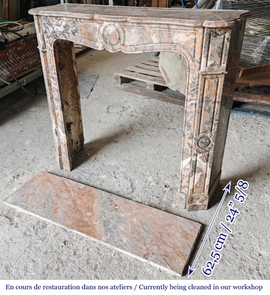Louis XV style Pompadour model fireplace in Enjugerais marble-5
